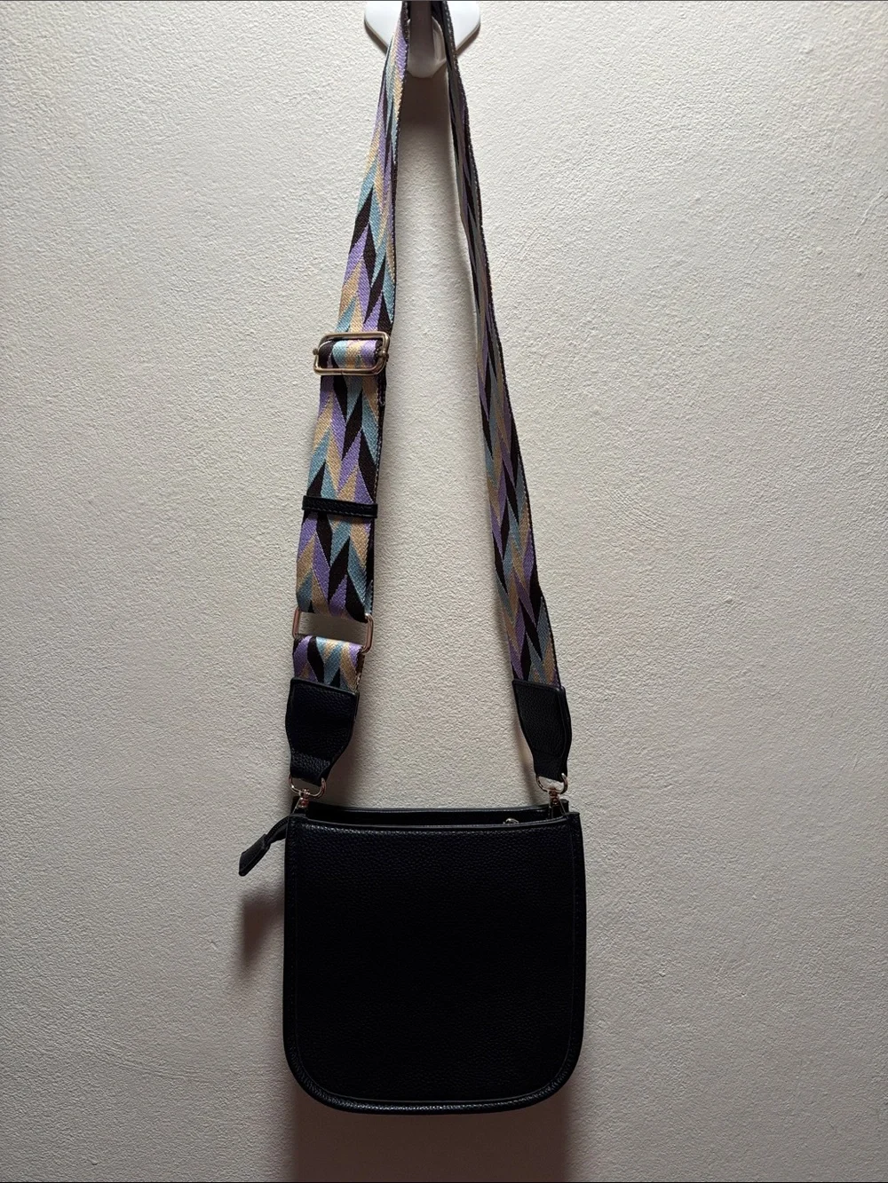 Black Crossbody Bag with Geo Adjustable Strap